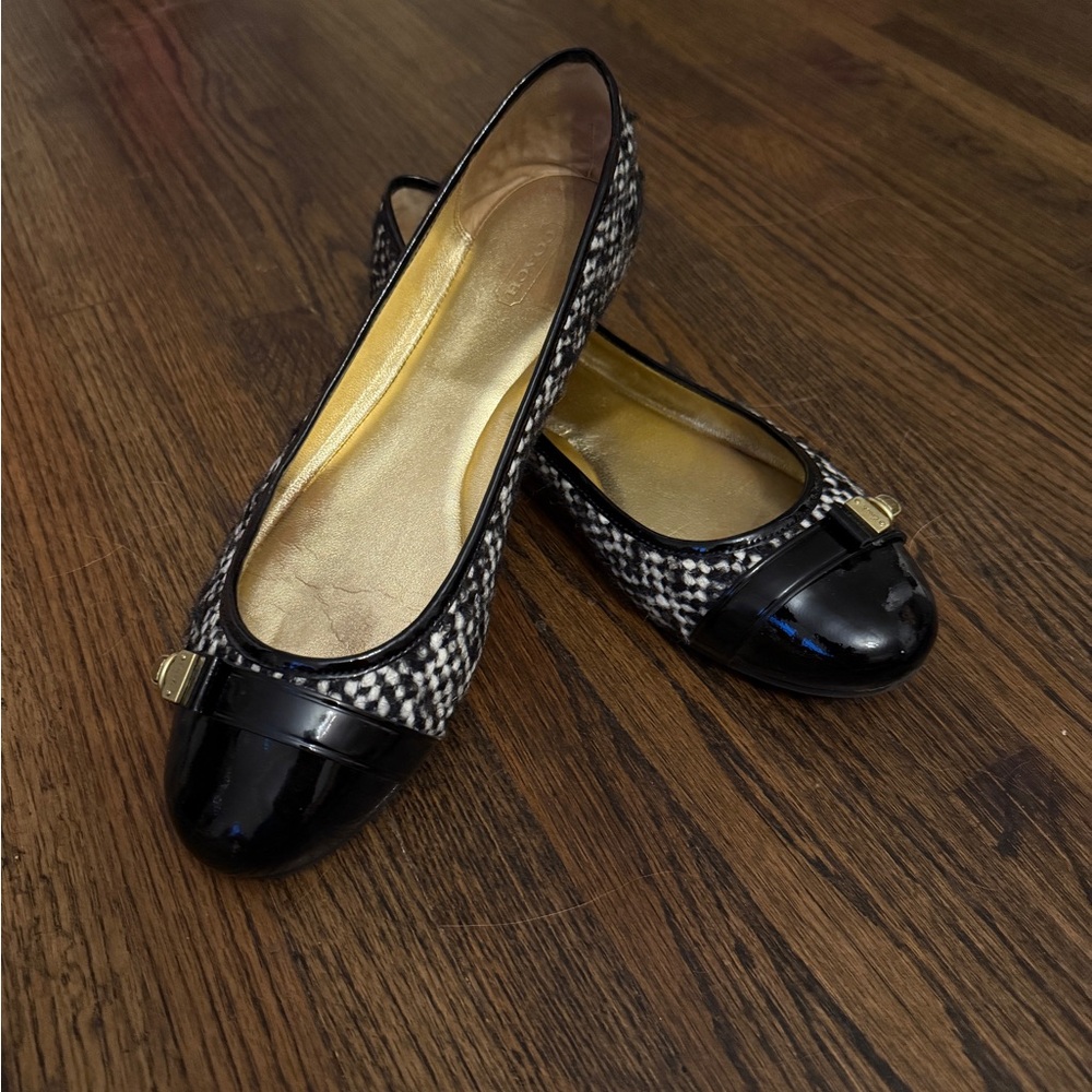 Coach Black and White Patterned Flats